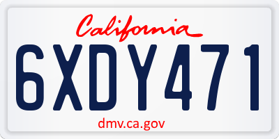 CA license plate 6XDY471