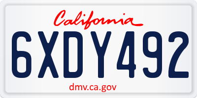 CA license plate 6XDY492