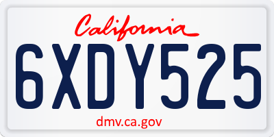 CA license plate 6XDY525