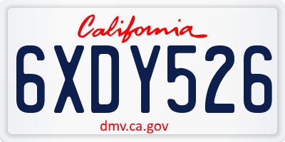 CA license plate 6XDY526
