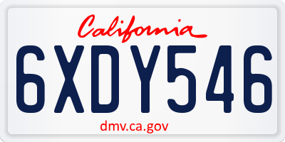 CA license plate 6XDY546