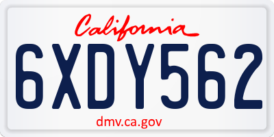 CA license plate 6XDY562