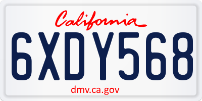 CA license plate 6XDY568
