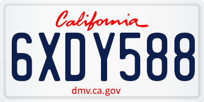 CA license plate 6XDY588