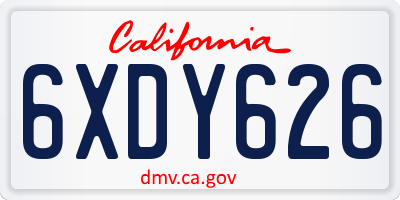 CA license plate 6XDY626