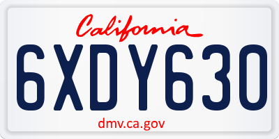 CA license plate 6XDY630