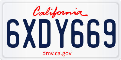 CA license plate 6XDY669