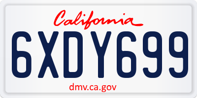 CA license plate 6XDY699