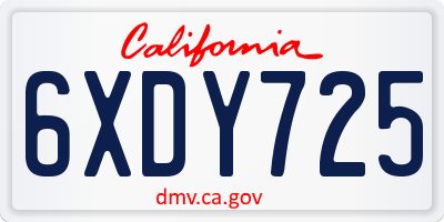 CA license plate 6XDY725