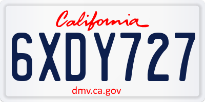 CA license plate 6XDY727