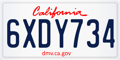 CA license plate 6XDY734