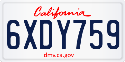 CA license plate 6XDY759