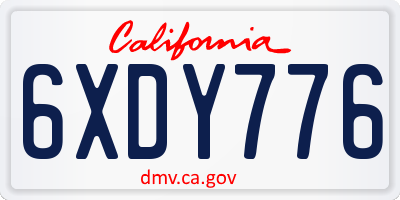 CA license plate 6XDY776