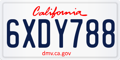 CA license plate 6XDY788