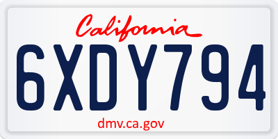 CA license plate 6XDY794