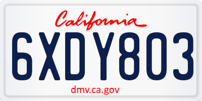 CA license plate 6XDY803