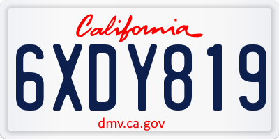CA license plate 6XDY819