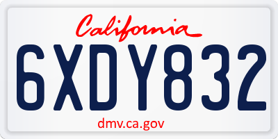 CA license plate 6XDY832