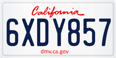 CA license plate 6XDY857