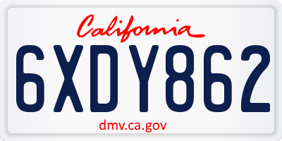 CA license plate 6XDY862