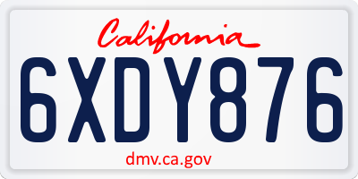 CA license plate 6XDY876