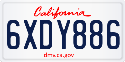 CA license plate 6XDY886