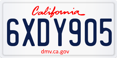 CA license plate 6XDY905