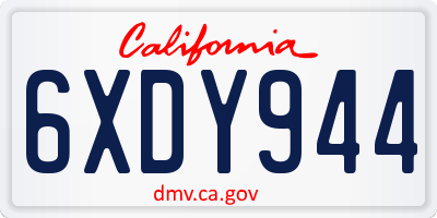 CA license plate 6XDY944