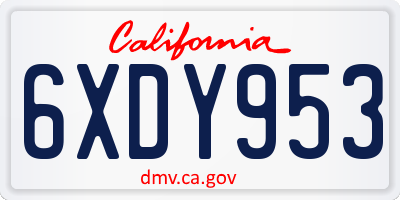 CA license plate 6XDY953
