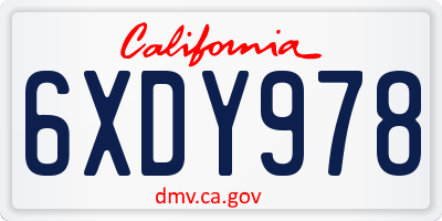 CA license plate 6XDY978