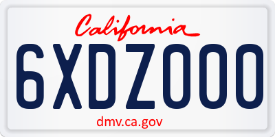 CA license plate 6XDZ000