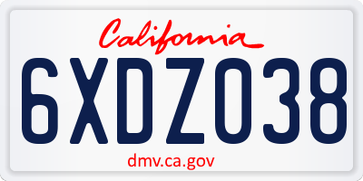 CA license plate 6XDZ038