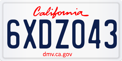 CA license plate 6XDZ043