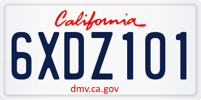 CA license plate 6XDZ101