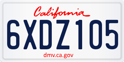CA license plate 6XDZ105