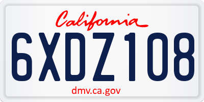CA license plate 6XDZ108
