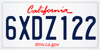CA license plate 6XDZ122