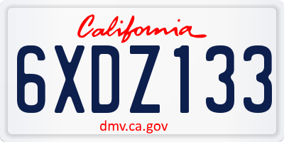 CA license plate 6XDZ133