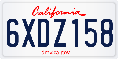 CA license plate 6XDZ158