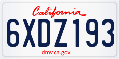 CA license plate 6XDZ193