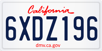 CA license plate 6XDZ196