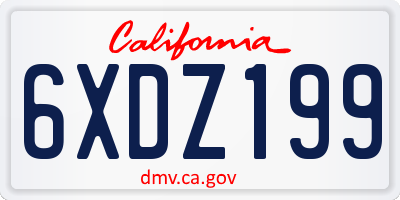 CA license plate 6XDZ199