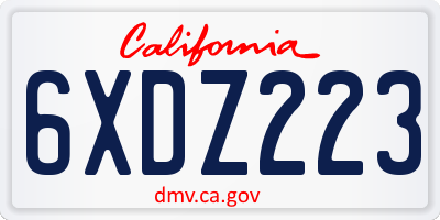 CA license plate 6XDZ223