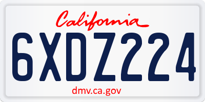 CA license plate 6XDZ224