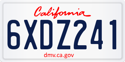 CA license plate 6XDZ241