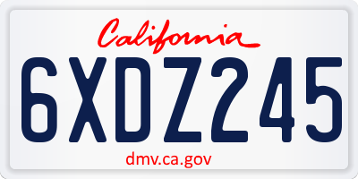 CA license plate 6XDZ245