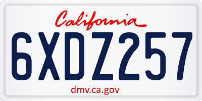 CA license plate 6XDZ257