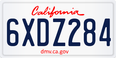 CA license plate 6XDZ284