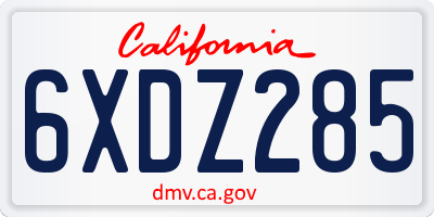 CA license plate 6XDZ285