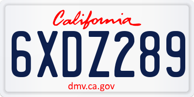 CA license plate 6XDZ289
